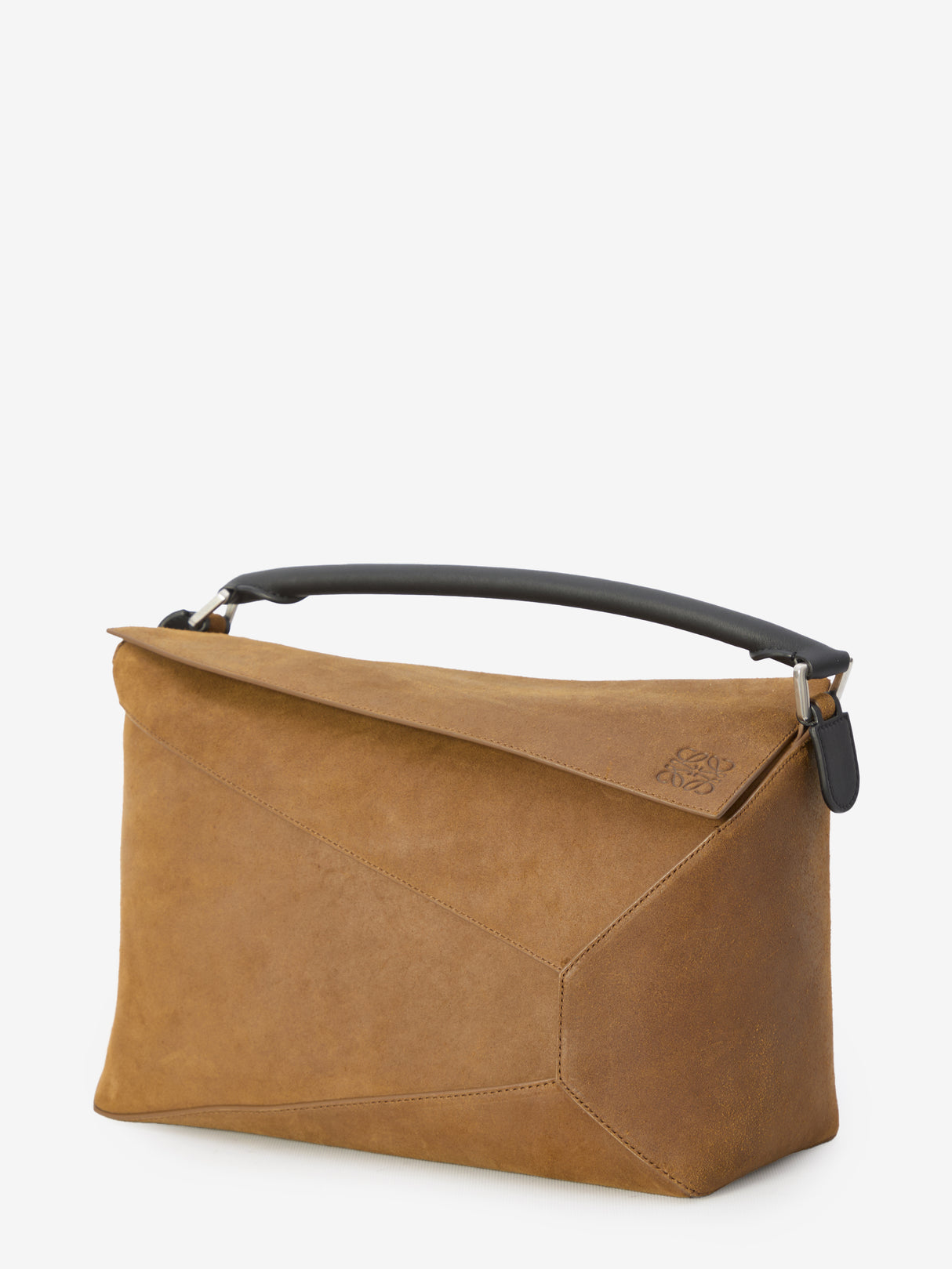 LOEWE Geometric Cognac Suede Handbag L