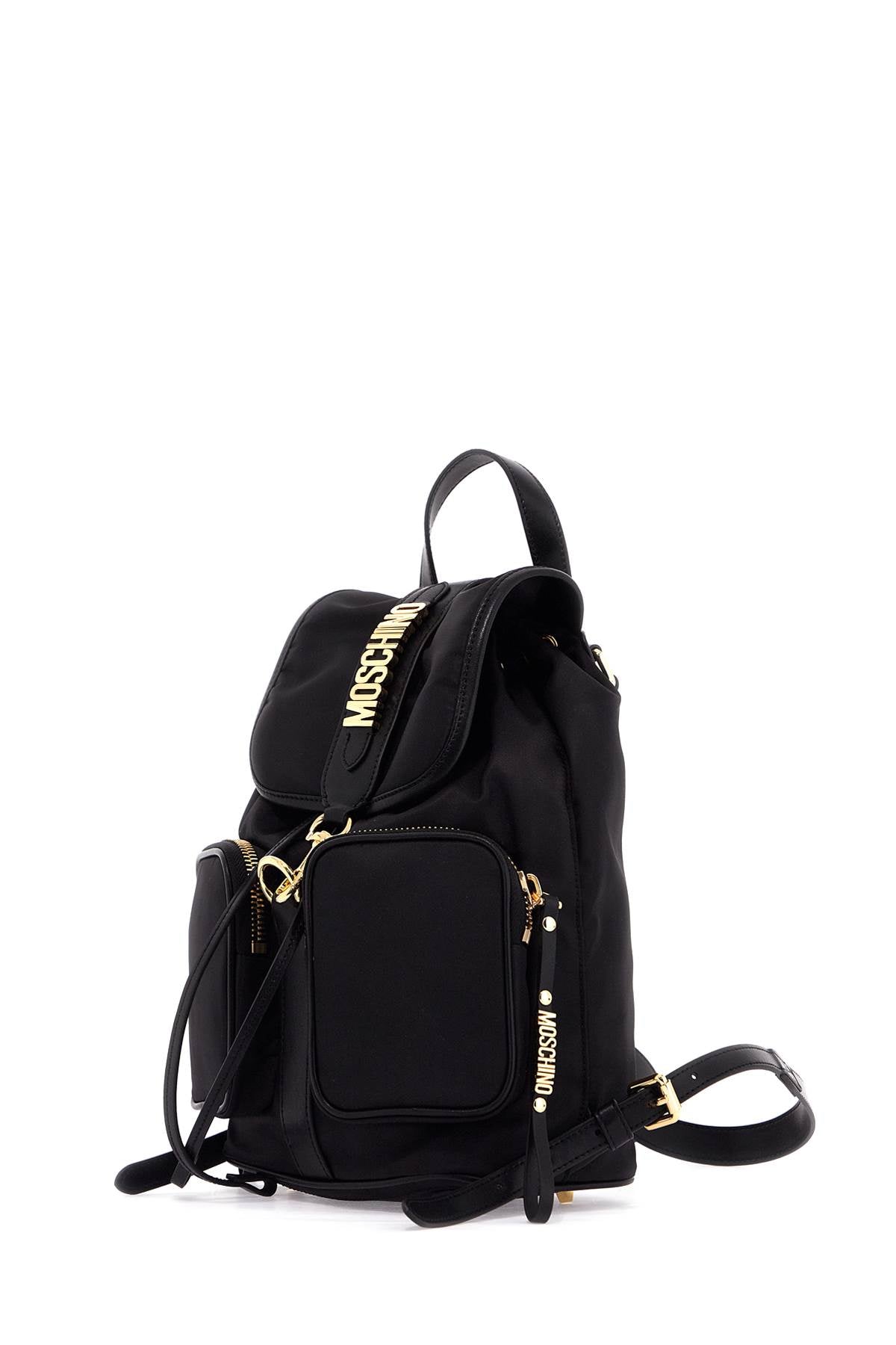 MOSCHINO COUTURE Stylish Mini Backpack with Gold Metal Logo