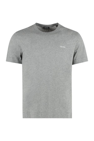 ZEGNA Elegant Grey Cotton Tee with Sleek Logo