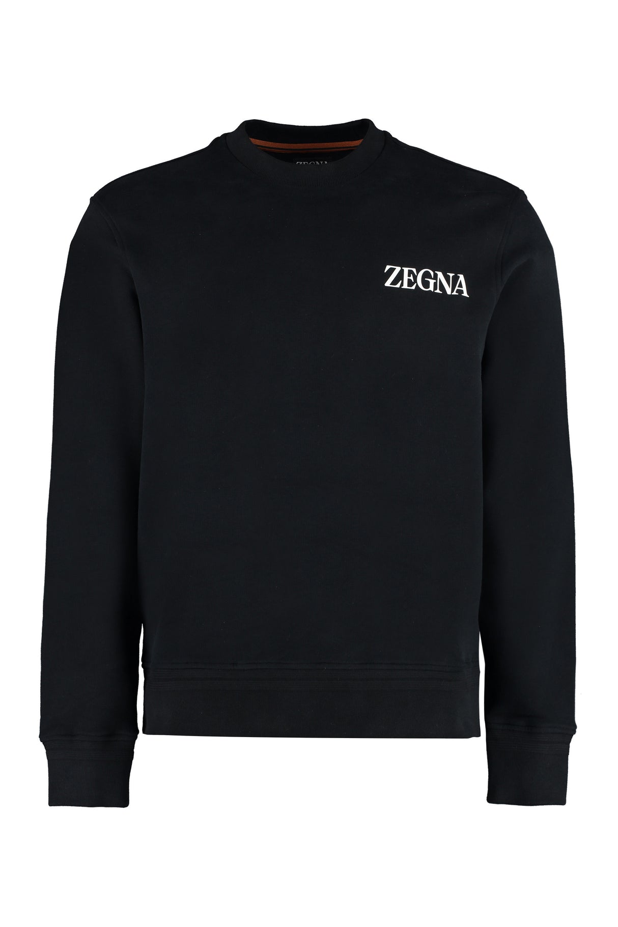 ZEGNA Classic Black Cotton Crew-Neck Sweatshirt for Men