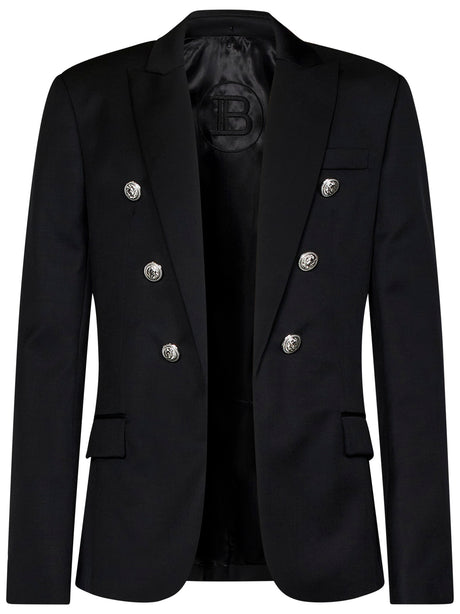 BALMAIN Exquisite Wool Blazer with Six-Button Design for Men