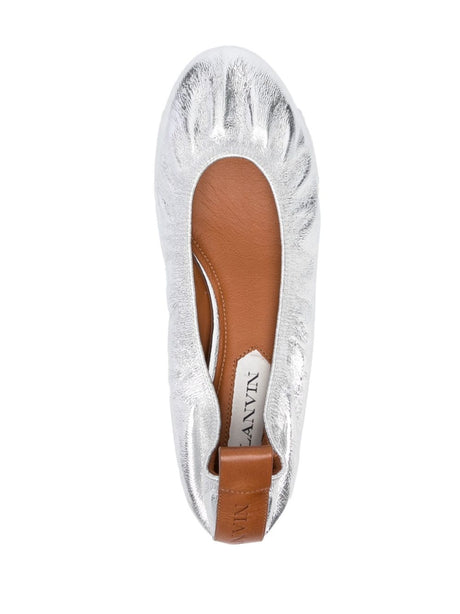 LANVIN Metallic Leather Ballerina Flats