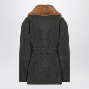 MARGAUX LONNBERG Bardem Double-Breasted Jacket with Shearling Collar