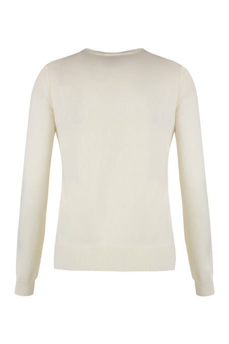 MAX MARA Wool and Cashmere Sweater with Ribbed Knit Edges and Embroidered Details