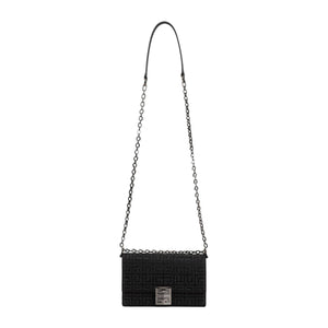 GIVENCHY Black Viscose-Silk Mini Chain Shoulder Bag 20.5cm x 12.5cm x 4cm