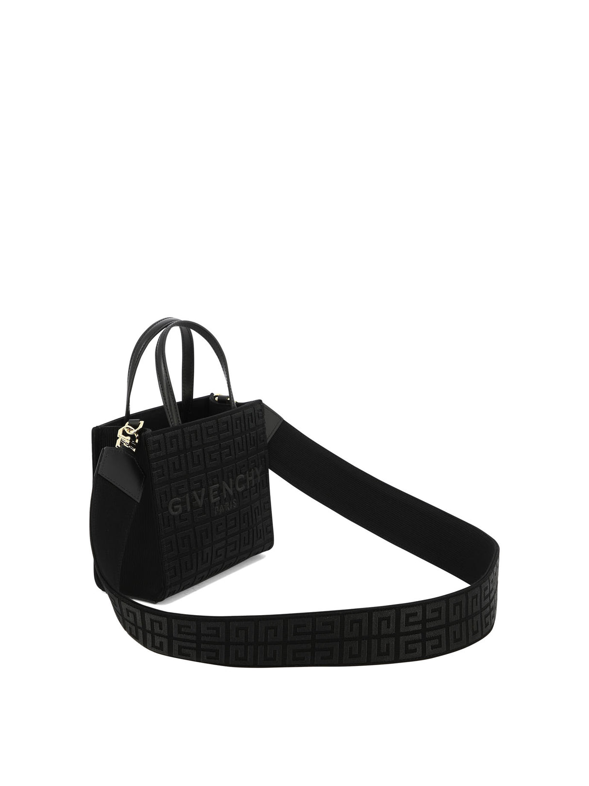 حقيبة يد صغيرة مطرزة بتفاصيل جلدية ولمسات ذهبية - أسود