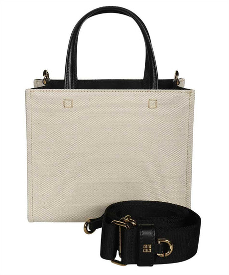 GIVENCHY Chic Mini Canvas Tote with Leather Accents and Gold-Tone Hardware