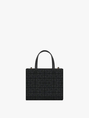 GIVENCHY Mini G Canvas Tote Handbag with Leather Accents and Removable Strap, Black - 19x16x8 cm