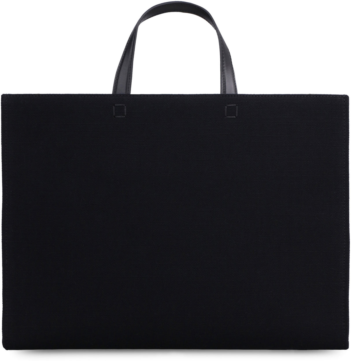 GIVENCHY Medium Dual-Handle Black Canvas Tote with Leather Accents and Gold-Tone Hardware