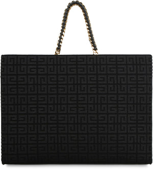 GIVENCHY Elegant Medium Black Cotton-Blend Tote with Chain Detail for Women, FW23