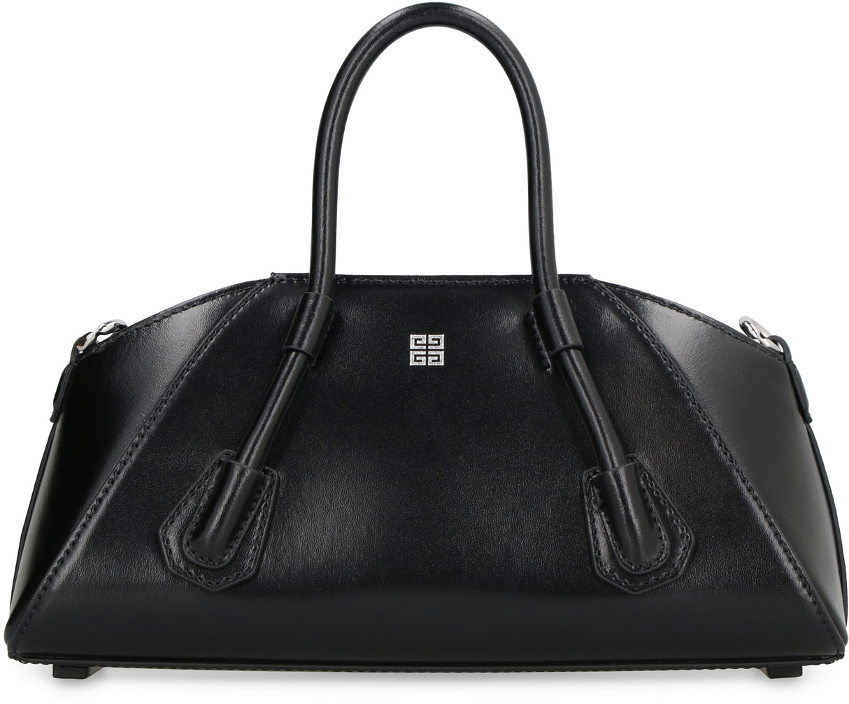 GIVENCHY Mini Antigona Stretch Top-Handle Black Leather Handbag for Women SS24