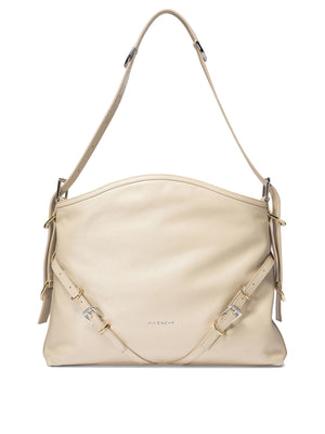 GIVENCHY Elegant Medium Voyou Tan Leather Shoulder Bag with Versatile Strap, 40x27x6.5 cm