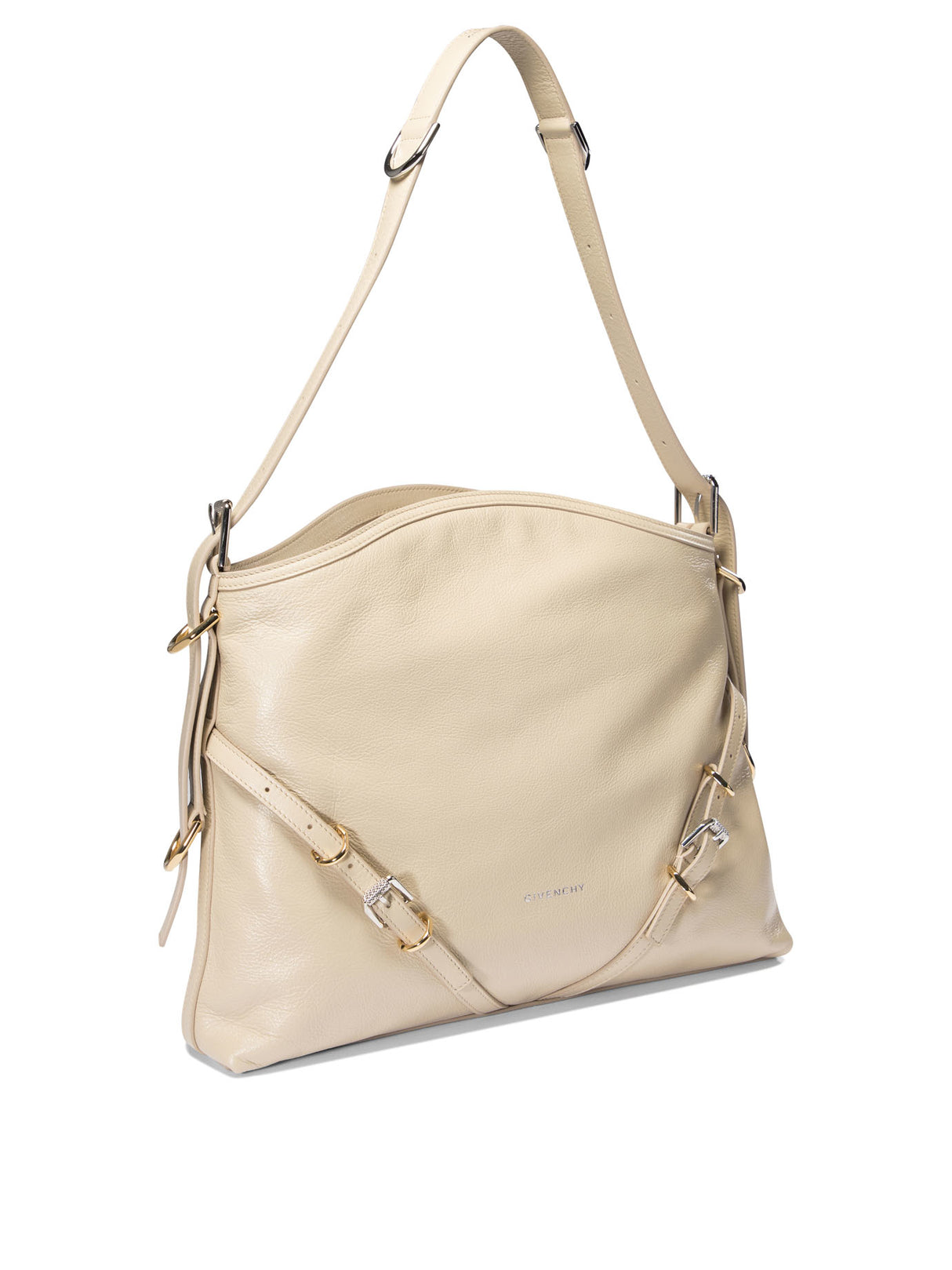 حقيبة كتف جلد بلون بني متوسطة الحجم بحزام متعدد الاستخدامات، 40x27x6.5 سم