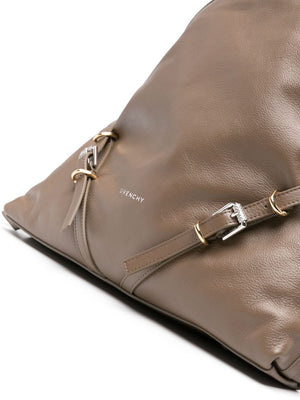 Taupe Calf Leather Shoulder & Crossbody Bag for Women - SS24