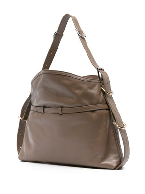 Taupe Calf Leather Shoulder & Crossbody Bag for Women - SS24