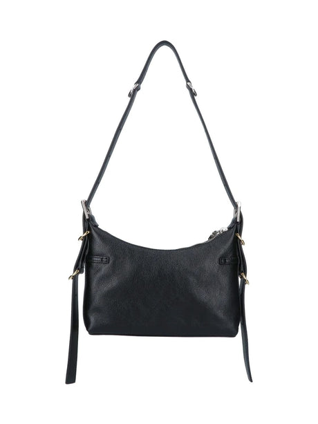 حقيبة يد صغيرة من جلد العجل الأسود للنساء - بتصميم كتف وكروسبودي