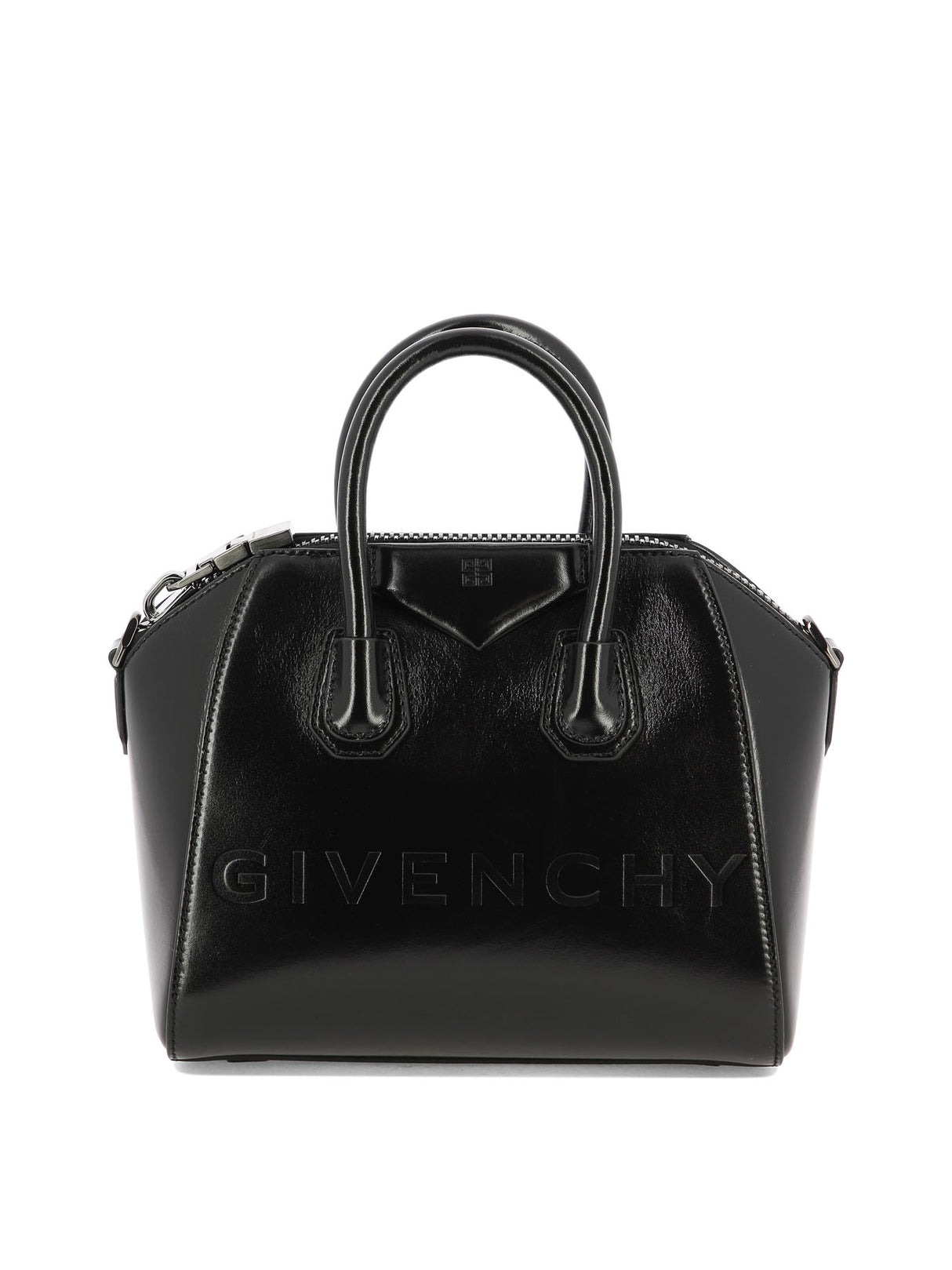 GIVENCHY Mini Antigona Top-Handle Black Leather Handbag for Women SS24