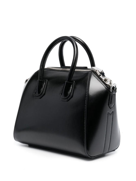 GIVENCHY Mini Antigona Black Calf Leather Top-Handle Bag for Women, 22x19x13 cm