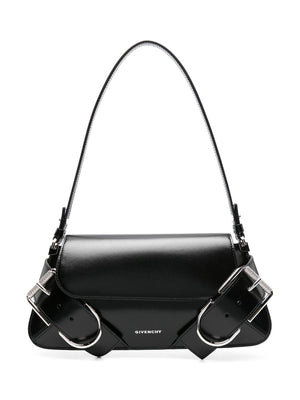 GIVENCHY Black Leather Flap Shoulder Handbag with Signature Details for Women