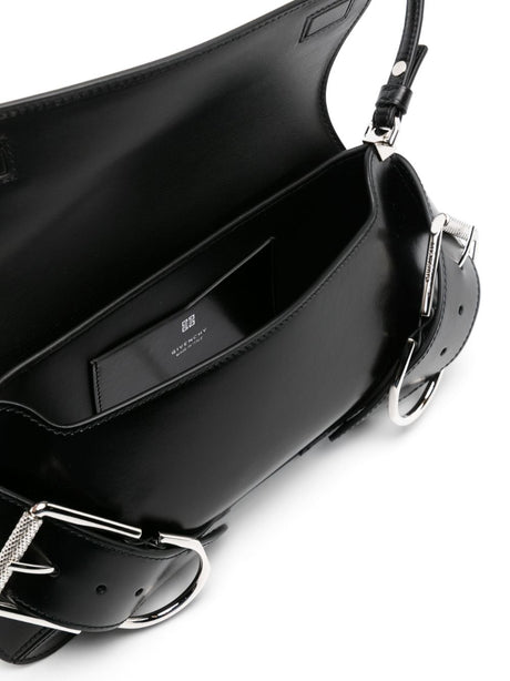 GIVENCHY Black Leather Flap Shoulder Handbag with Signature Details for Women