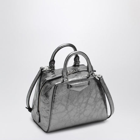 GIVENCHY Elegant Silver Grey Cube Mini Handbag
