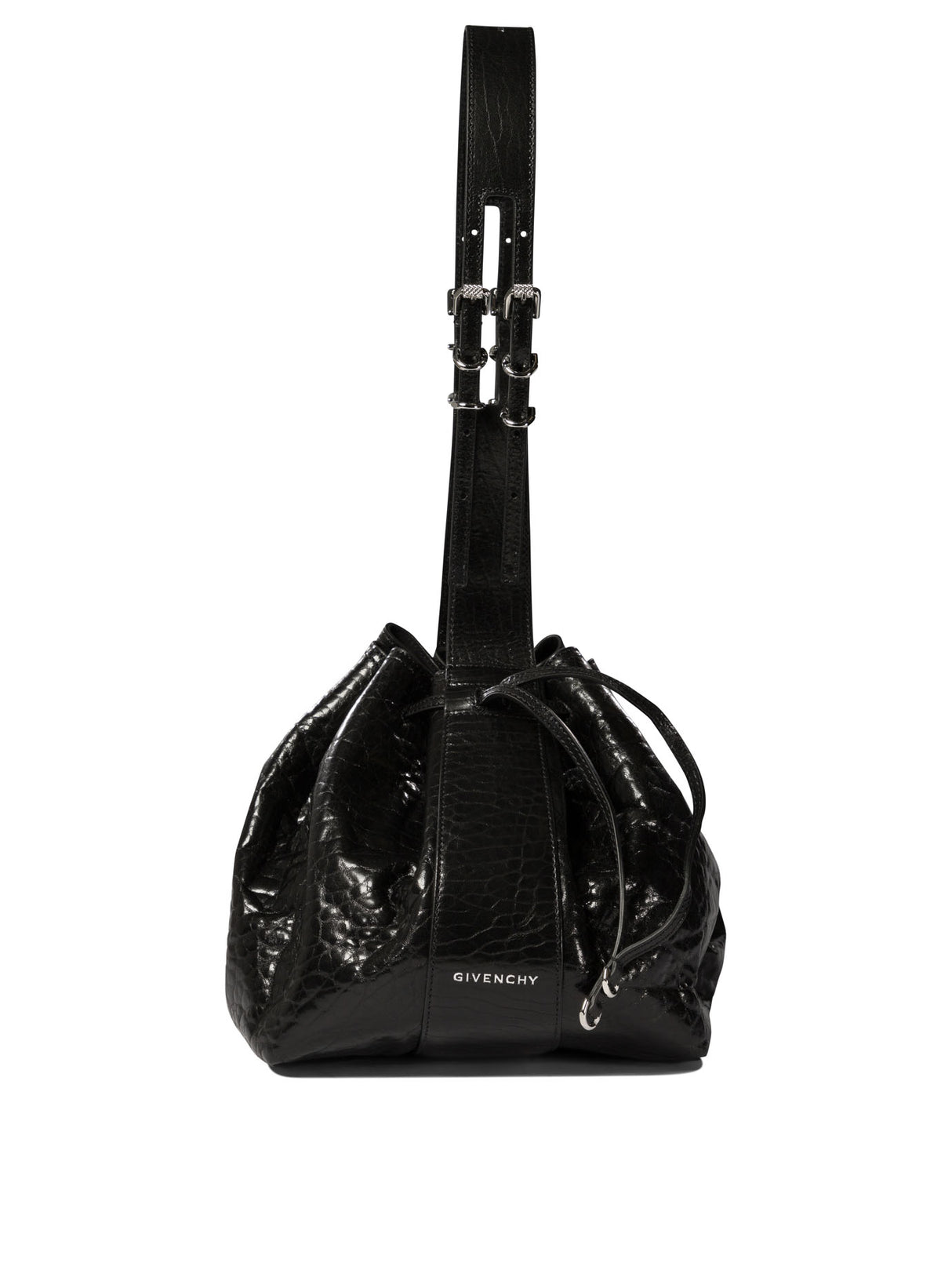 GIVENCHY Medium Pumpkin Shoulder Handbag in Craquelé Patent Leather