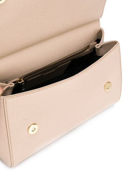 DOLCE & GABBANA Sicily Large Pink Leather Shoulder Handbag with Crossbody Strap & Top Handle