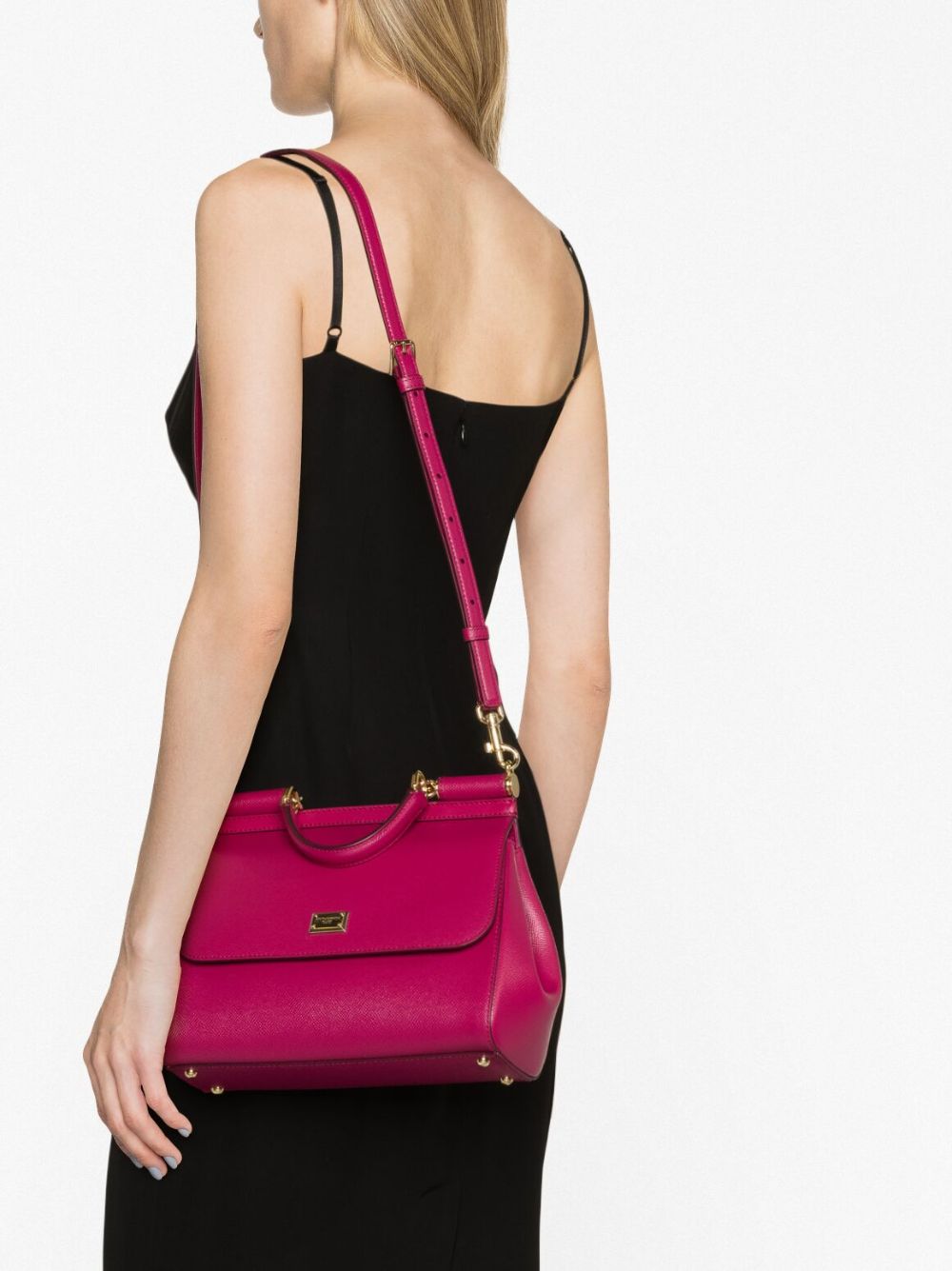 Fuchsia Leather Tote Handbag for Women