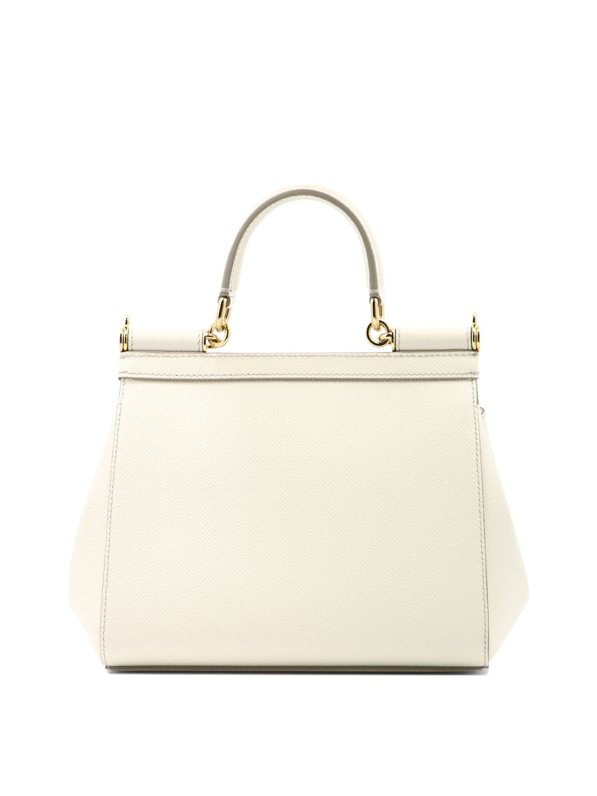 DOLCE & GABBANA "Small Sicily" White Leather Top-Handle Handbag for Women