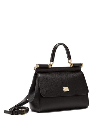 DOLCE & GABBANA Miss Sicily Shoulder Bag in Black Leather for Women - SS24 Collection