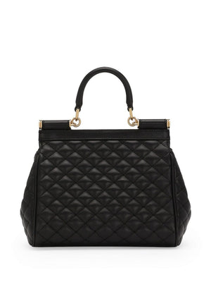 DOLCE & GABBANA Quilted Black Matelasse Shoulder Handbag