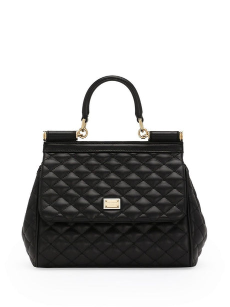 DOLCE & GABBANA Quilted Black Matelasse Shoulder Handbag