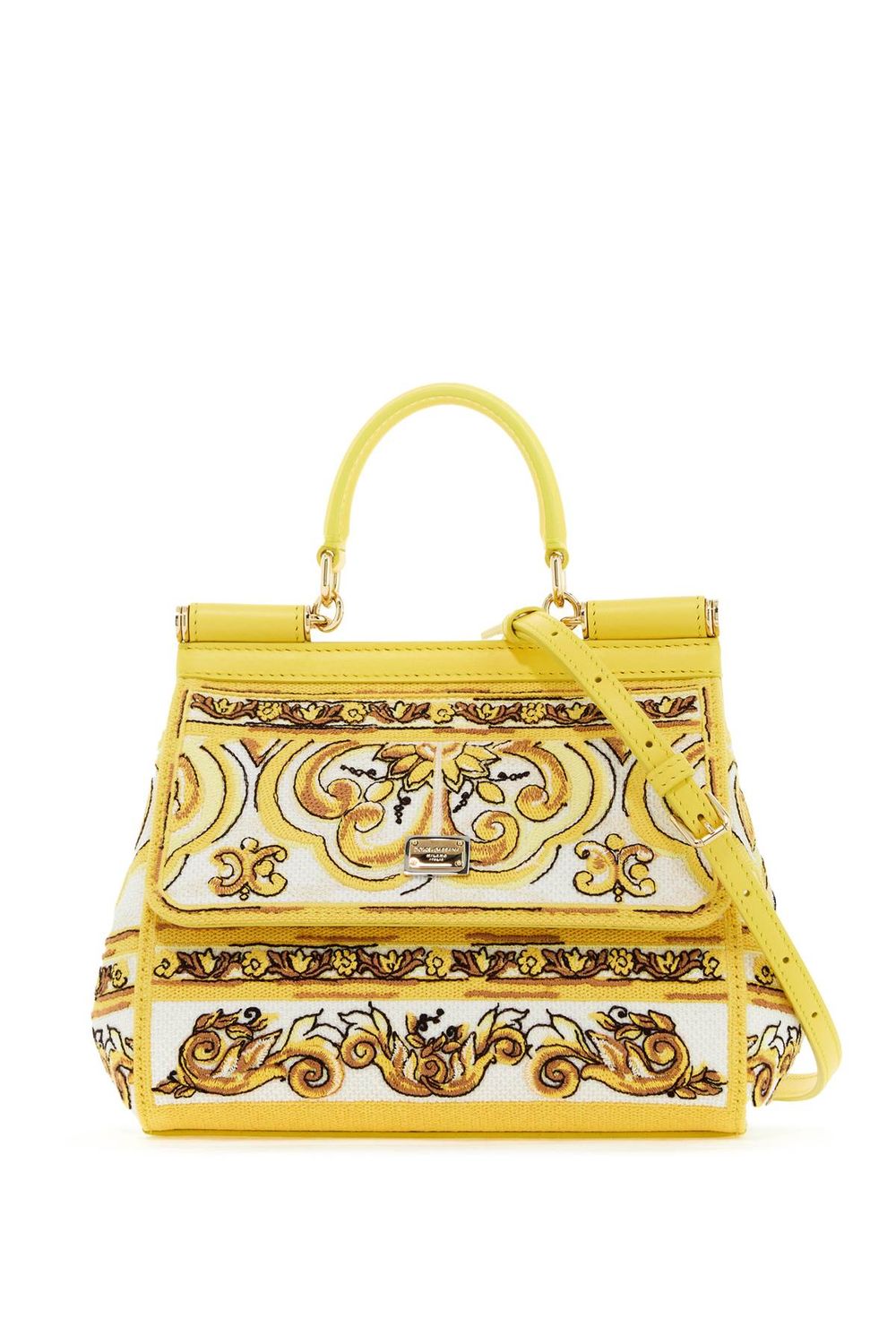 DOLCE & GABBANA Medium Sicily Handbag with Embroidered Pattern