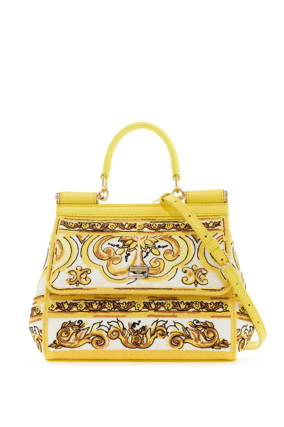 DOLCE & GABBANA Medium Sicily Handbag with Embroidered Pattern