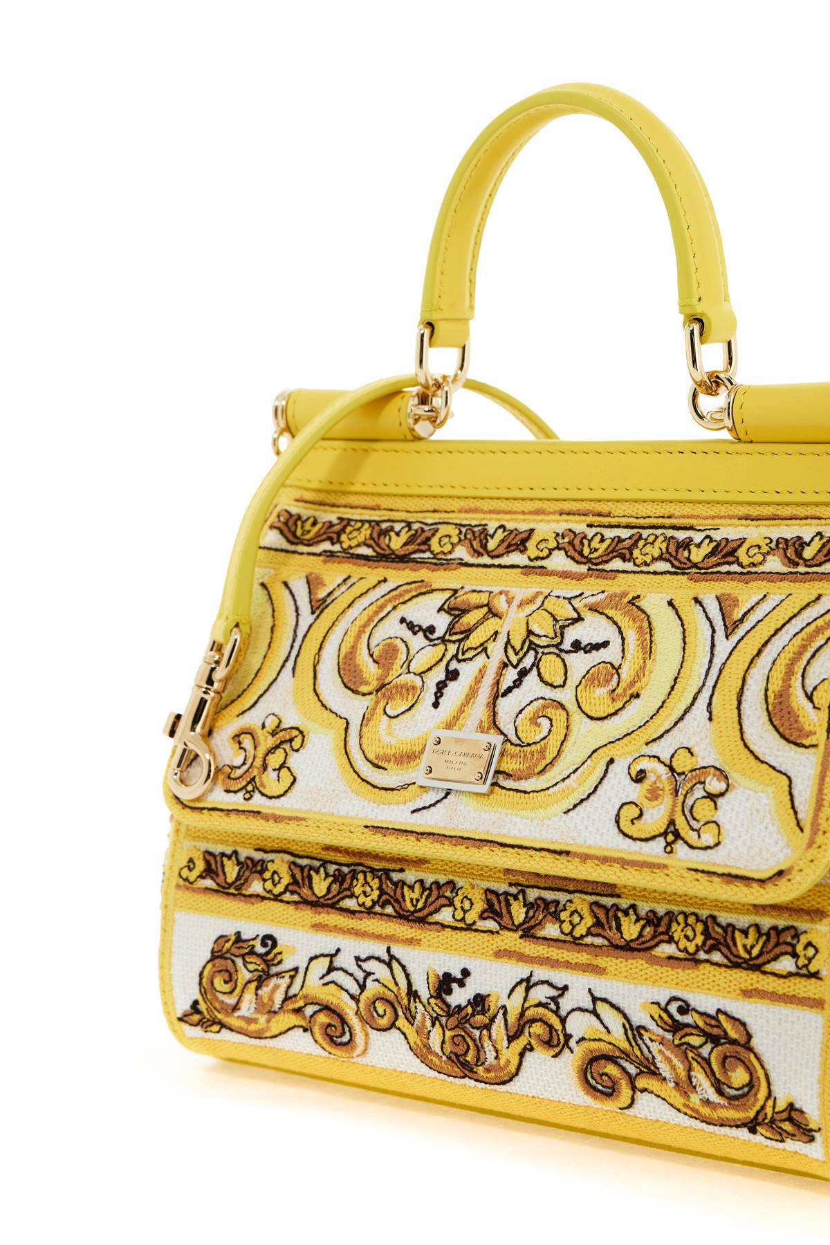 DOLCE & GABBANA Medium Sicily Handbag with Embroidered Pattern