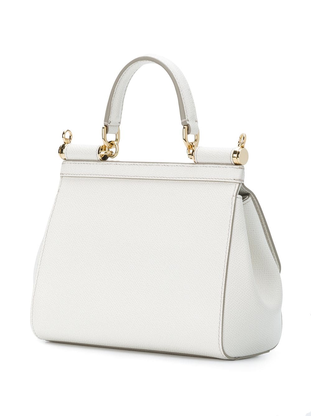 DOLCE & GABBANA "Small Sicily" White Leather Top-Handle Handbag for Women