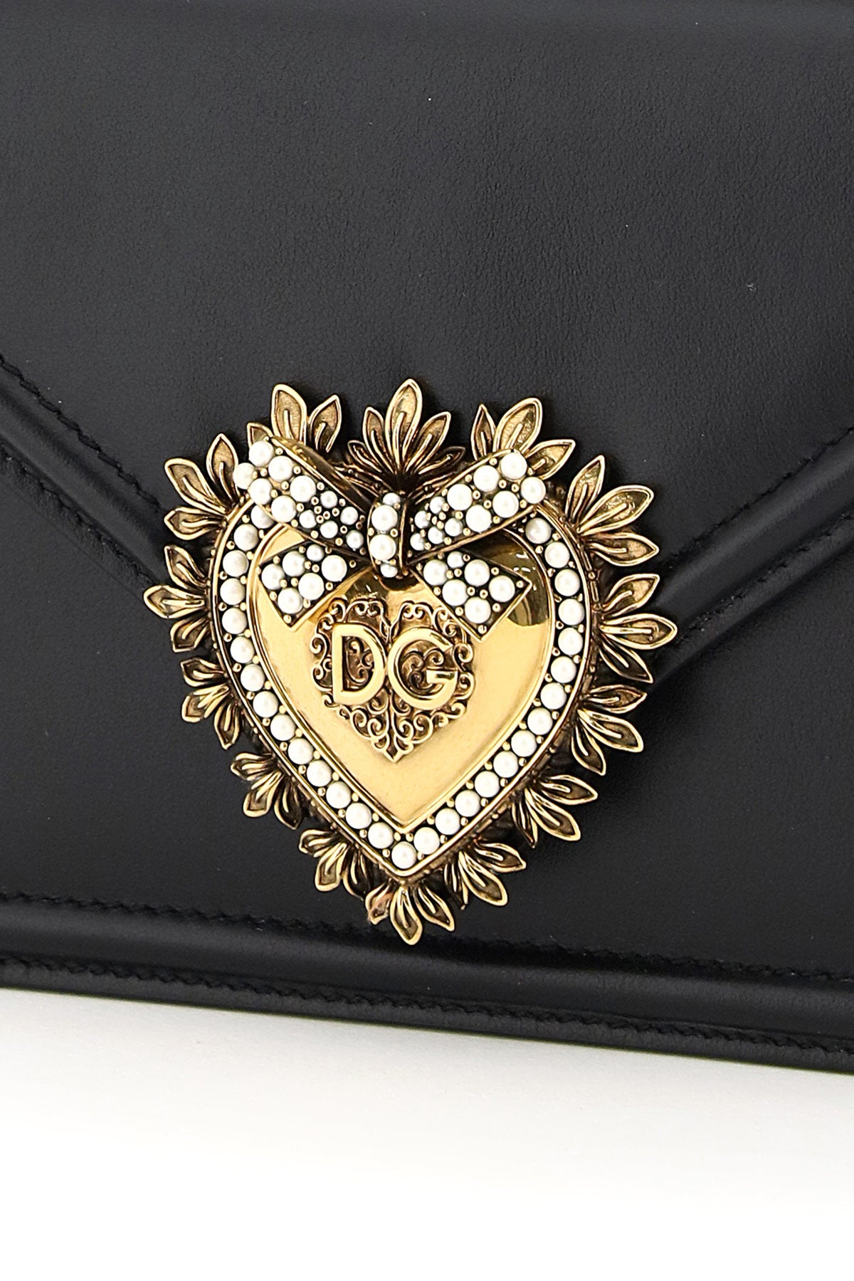 DOLCE & GABBANA Mini Leather Handbag with Sacred Heart Detail