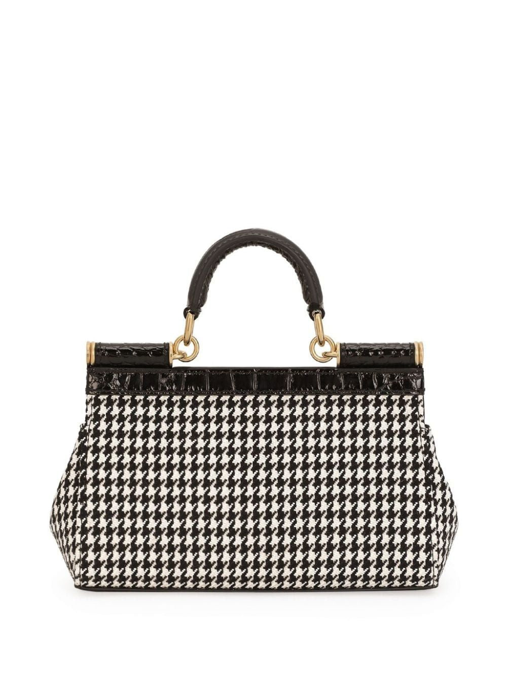 DOLCE & GABBANA Mini Houndstooth Tote Handbag