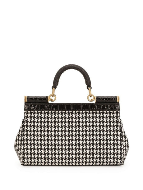 DOLCE & GABBANA Mini Houndstooth Tote Handbag