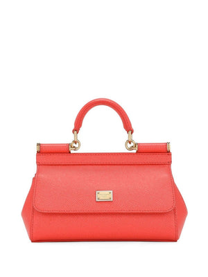 DOLCE & GABBANA Elegant Coral Red Mini Sicily Handbag