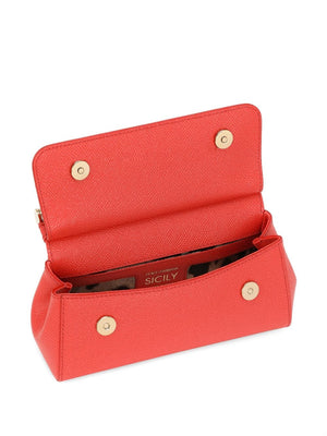 DOLCE & GABBANA Elegant Coral Red Mini Sicily Handbag