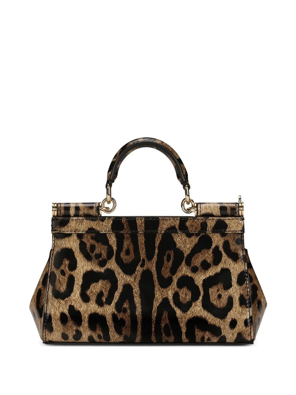 DOLCE & GABBANA Leopard Print Leather Shoulder Handbag