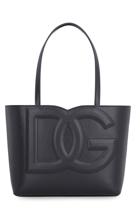 DOLCE & GABBANA Pink Leather Double Handle Shopping Handbag with Embellished DG Logo