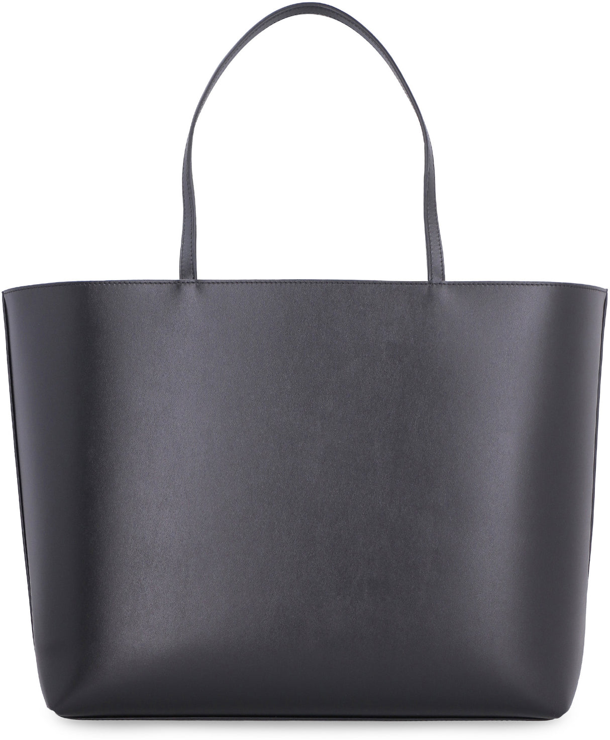 DOLCE & GABBANA Embossed Logo Black Leather Tote Handbag for Women