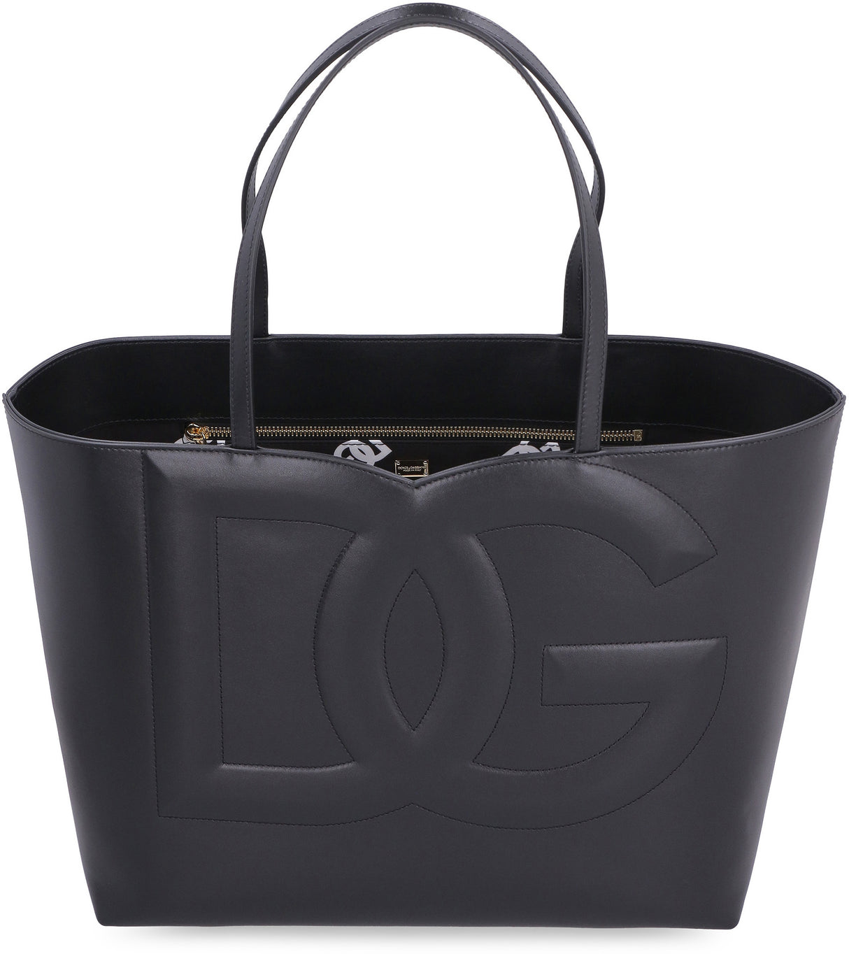 DOLCE & GABBANA Quilted Logo Leather Tote