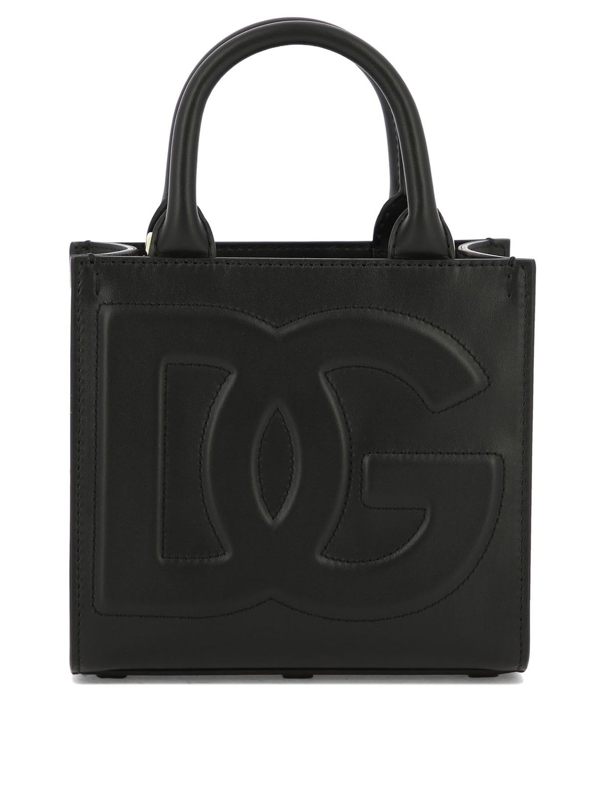 DG Logo Leather Tote Handbag - Black