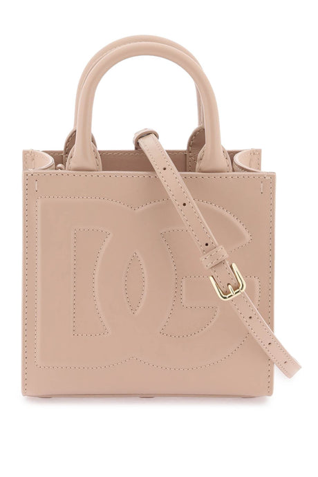 DOLCE & GABBANA Pale Pink Mini Daily Leather Tote with Gold-Tone Hardware, Removable Strap - 17.5x16.5x8 cm