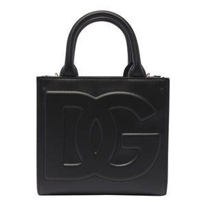 DOLCE & GABBANA Smooth Calfskin Mini Handbag with Gold-Tone Hardware and Removable Strap, Black - 17.5cm x 16cm x 6cm