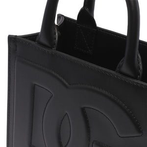 DOLCE & GABBANA Smooth Calfskin Mini Handbag with Gold-Tone Hardware and Removable Strap, Black - 17.5cm x 16cm x 6cm