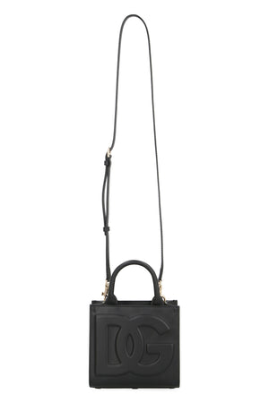 DOLCE & GABBANA Smooth Calfskin Mini Handbag with Gold-Tone Hardware and Removable Strap, Black - 17.5cm x 16cm x 6cm